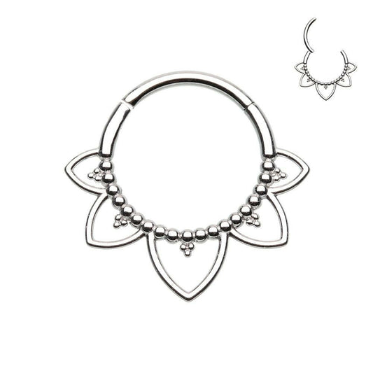 Lotus Steel Seamless Hinged Clicker Ring Septum Ring Impulse Piercings