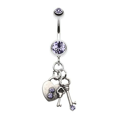 Love Lock Down Belly Button Ring Navel Ring Impulse Piercings Tanzanite