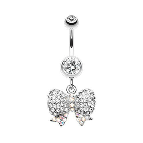 Lovely Sparkle Bow-Tie Belly Button Ring Navel Ring Impulse Piercings Clear