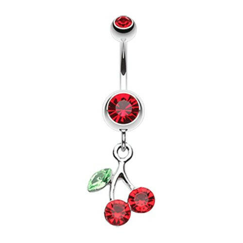 Lucky Cherry Belly Button Ring Navel Ring Impulse Piercings Red