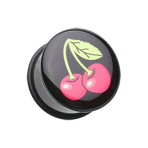 Lucky Cherry Single Flared Ear Gauge Plug Plugs Impulse Piercings 4 GA (5mm)