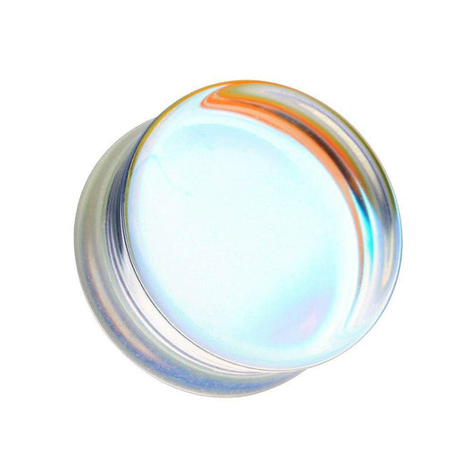 Luminous Moonstone Iridescent Flat Glass Double Flared Ear Gauge Plug Plugs Impulse Piercings 2 gauge (6.5mm)