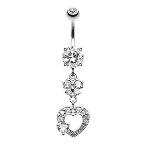 Luster Butterfly Heart Cubic Zirconia Belly Button Ring Navel Ring Impulse Piercings