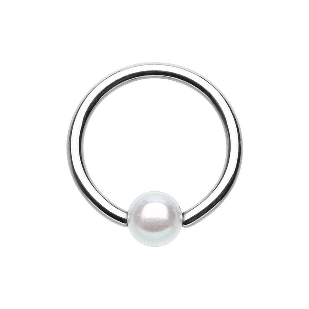 Luster Pearl Ball Steel Captive Bead Ring Captive Bead Impulse Piercings 16 GA (1.2mm) 5/16" (8mm) 5/32" (4mm)