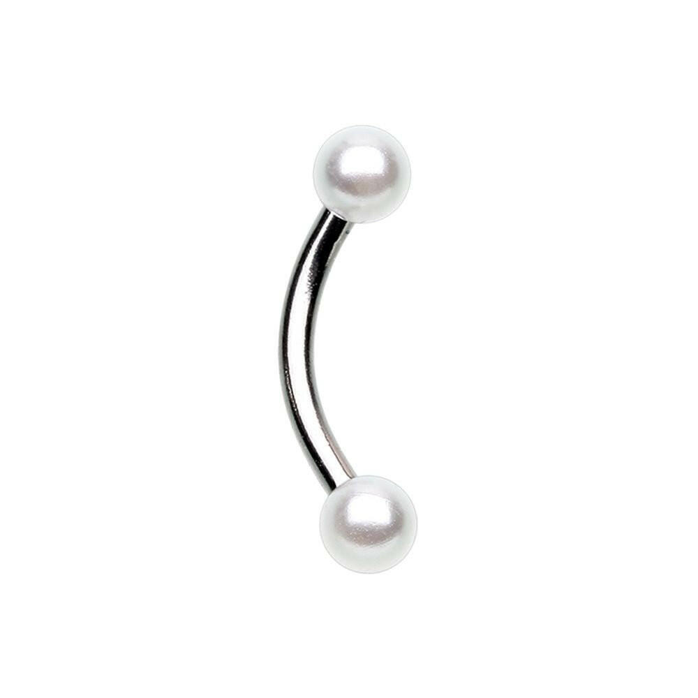 Luster Pearl Ball Steel Curved Barbell Eyebrow Ring Curved Barbell Impulse Piercings 5/16" (8mm)