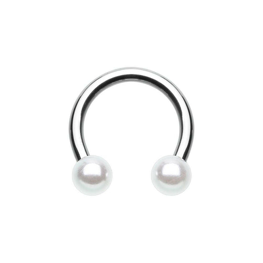 Luster Pearl Ball Steel Horseshoe Circular Barbell Circular Barbell Impulse Piercings