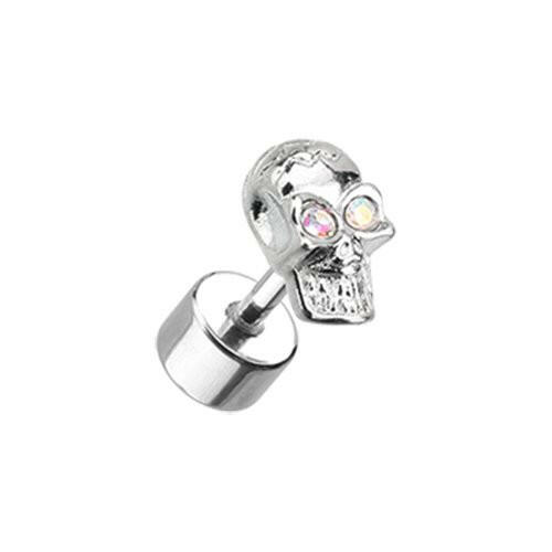 Luster Skull Steel Fake Plug Fake Plug Impulse Piercings 16 gauge (1.2mm) Aurora Borealis