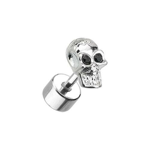 Luster Skull Steel Fake Plug Fake Plug Impulse Piercings 16 gauge (1.2mm) Black