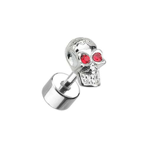 Luster Skull Steel Fake Plug Earrings Fake Plug Earrings Impulse Piercings 16 GA (1.2mm) Red