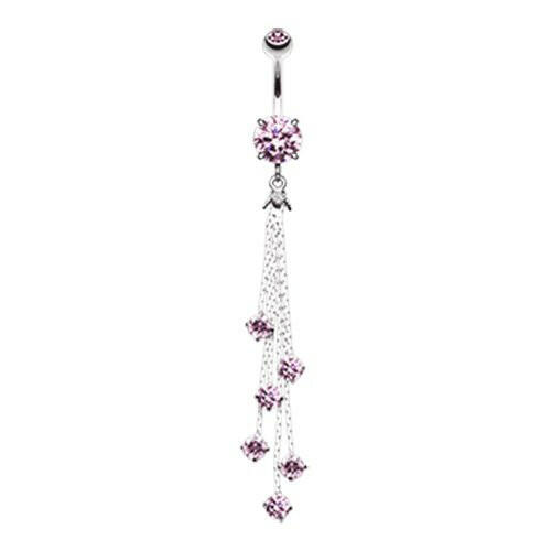 Lustre Droplets Cubic Zirconia Belly Button Ring Navel Ring Impulse Piercings Pink