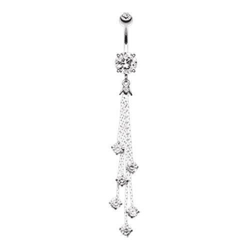 Lustre Droplets Cubic Zirconia Belly Button Ring Navel Ring Impulse Piercings Clear