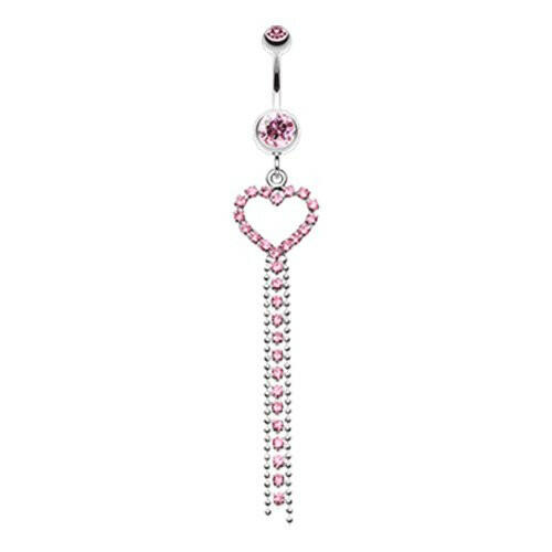 Luxuriant Heart Belly Button Ring Navel Ring Impulse Piercings Light Pink