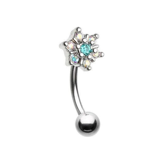 Magnificent Prong Flower Gem Curved Barbell Eyebrow Ring Curved Barbell Impulse Piercings