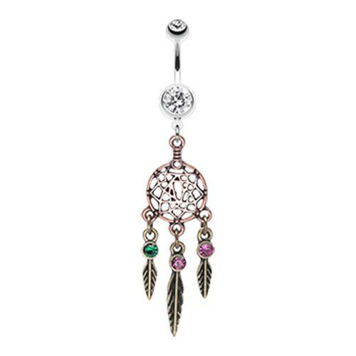 Majestic Elegance Dream Catcher Belly Button Ring Navel Ring Impulse Piercings Clear