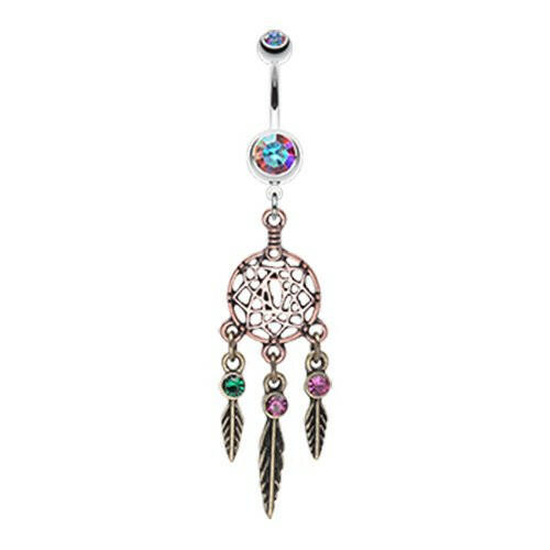 Majestic Elegance Dream Catcher Belly Button Ring Navel Ring Impulse Piercings Aroura Borealis