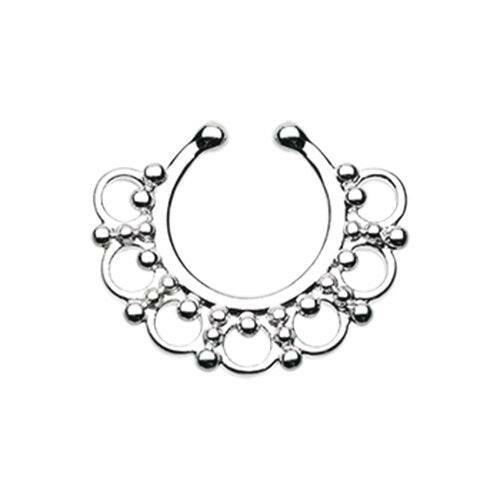 Majestic Ornate Filigree Fake Septum Clip-On Ring Fake Septum Ring Impulse Piercings