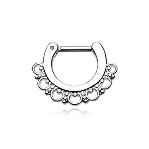 Majestic Ornate Filigree Septum Clicker Septum Ring Impulse Piercings 16 GA (1.2mm) 1/4" (6mm)