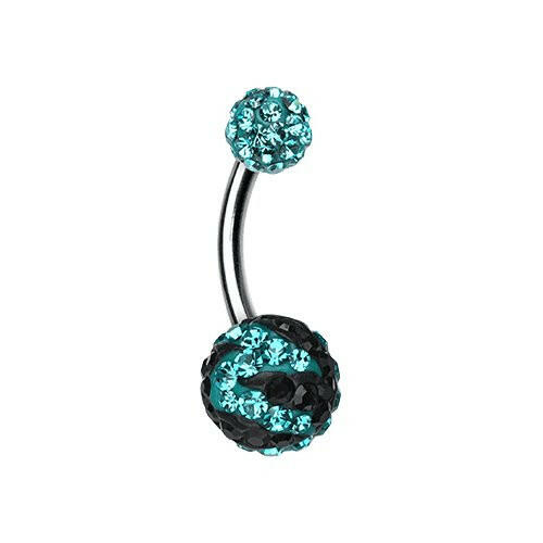 Majestic Stripe Multi-Sprinkle Dot Belly Button Ring Navel Ring Impulse Piercings Teal/Black