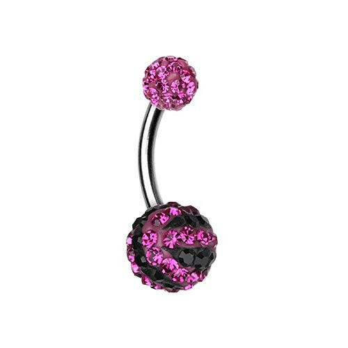 Majestic Stripe Multi-Sprinkle Dot Belly Button Ring Navel Ring Impulse Piercings Fuchsia/Black