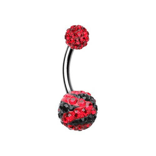 Majestic Stripe Multi-Sprinkle Dot Belly Button Ring Navel Ring Impulse Piercings Red/Black