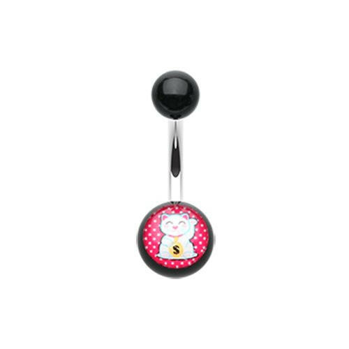 Maneki-Neko Lucky Cat Acrylic Logo Belly Button Ring Navel Ring Impulse Piercings