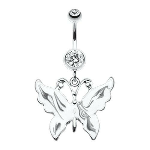 Marble Butterfly Belly Button Ring Navel Ring Impulse Piercings