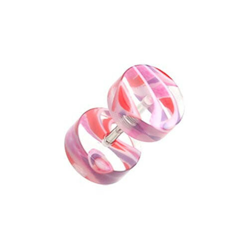 Marble Inlay UV Acrylic Fake Plug Fake Plug Impulse Piercings 16 gauge (1.2mm) Pink/Purple