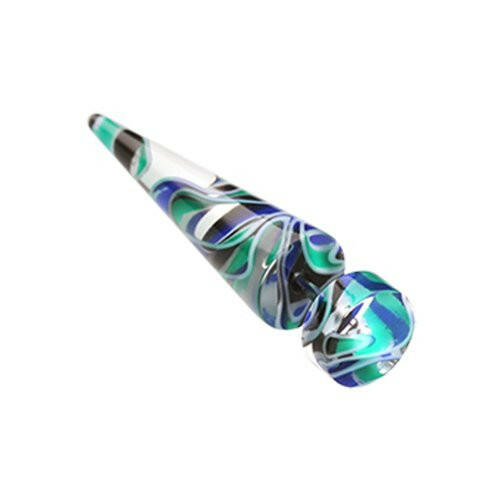 Marble Inlay UV Acrylic Fake Taper Fake Plug Impulse Piercings 18 gauge (1mm) Blue/Green