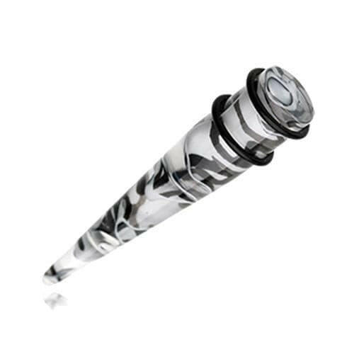 Marble Lava UV Acrylic Ear Stretching Taper Tapers Impulse Piercings 14 GA (1.6mm) Clear/Black