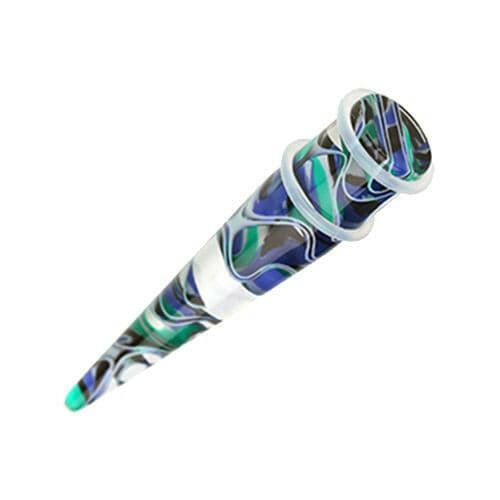 Marble Lava UV Acrylic Ear Stretching Taper Tapers Impulse Piercings 14 GA (1.6mm) Blue/Green