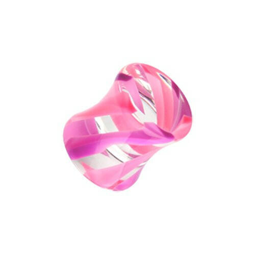 Marble Stripe Acrylic Double Flared Ear Gauge Plug Plugs Impulse Piercings 8 gauge (3.2mm) Pink/Purple