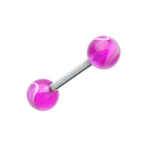 Marble Stripe Acrylic Top Barbell Tongue Ring Barbell Impulse Piercings Purple