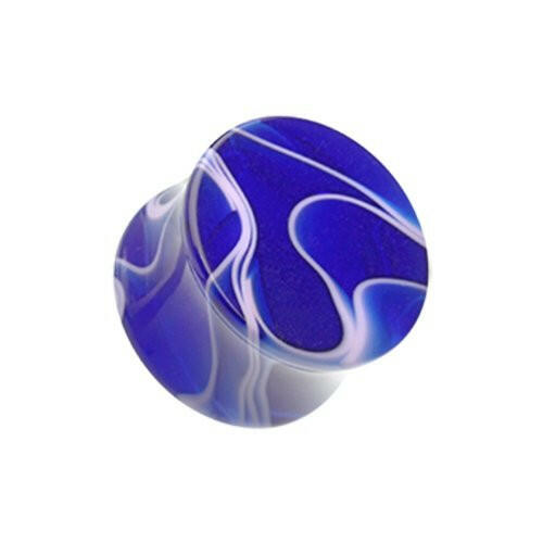 Marble Swirl Acrylic Double Flared Ear Gauge Plug Plugs Impulse Piercings 8 gauge (3.2mm) Blue