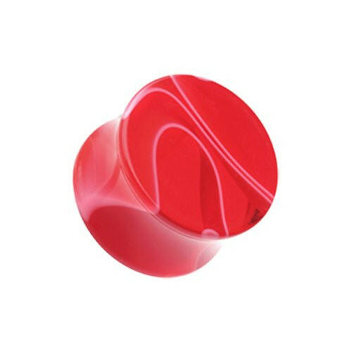 Marble Swirl Acrylic Double Flared Ear Gauge Plug Plugs Impulse Piercings 8 gauge (3.2mm) Red