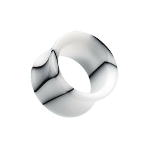 Marble Swirl Acrylic Double Flared Ear Gauge Plug Earrings White Plug Earrings Impulse Piercings 8 GA (3.2mm) White