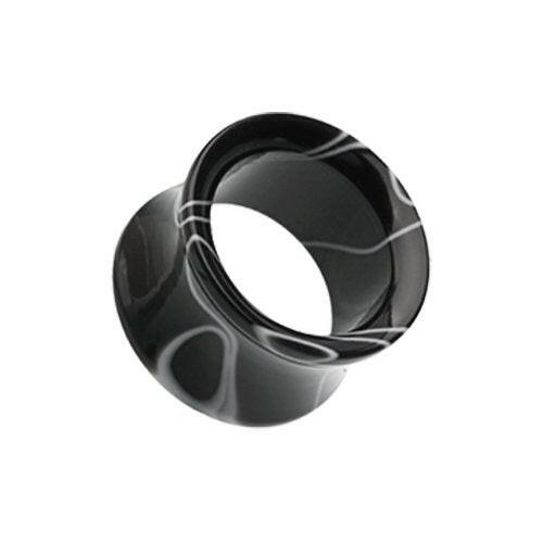 Marble Swirl Acrylic Double Flared Ear Gauge Tunnel Plug Plugs Impulse Piercings 8 gauge (3.2mm) Black