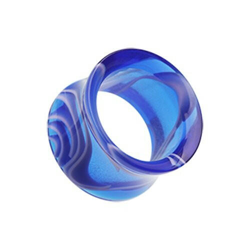 Marble Swirl Acrylic Double Flared Ear Gauge Tunnel Plug Plugs Impulse Piercings 8 gauge (3.2mm) Blue