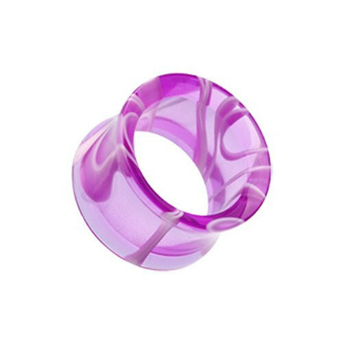 Marble Swirl Acrylic Double Flared Ear Gauge Tunnel Plug Plugs Impulse Piercings 8 gauge (3.2mm) Purple