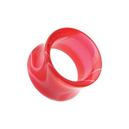 Marble Swirl Acrylic Double Flared Ear Gauge Tunnel Plug Plugs Impulse Piercings 8 gauge (3.2mm) Red