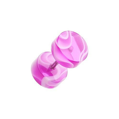 Marble Swirl UV Acrylic Fake Plug Earrings Fake Plug Earrings Impulse Piercings 16 gauge(1.2mm) Purple/White