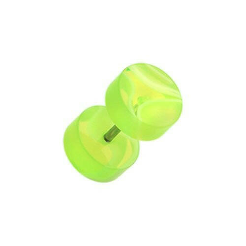 Marble Swirl UV Acrylic Fake Plug Earrings Fake Plug Earrings Impulse Piercings 16 gauge(1.2mm) Green/White