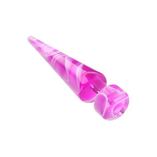 Marble Swirl UV Acrylic Fake Taper Fake Plug Impulse Piercings 1/4" (6mm) 18 gauge (1mm) Purple/White