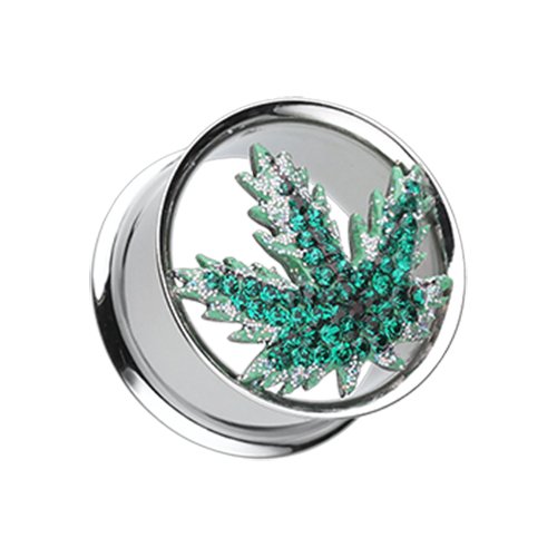 Marijuana Cannabis Pot Leaf Multi-Sprinkle Dot Ear Gauge Tunnel Plug Plugs Impulse Piercings 2 gauge (6.5mm)