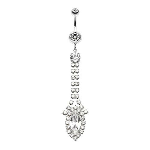 Marquise Chandelier Belly Button Ring Navel Ring Impulse Piercings Clear