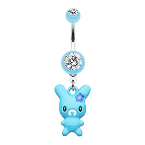 Marshmallow Bunny Belly Button Ring Navel Ring Impulse Piercings Light Blue