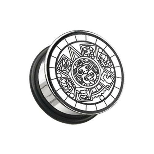 Mayan Calender Plate Hollow Back Single Flared Ear Gauge Plug Plugs Impulse Piercings 2 gauge (6.5mm)