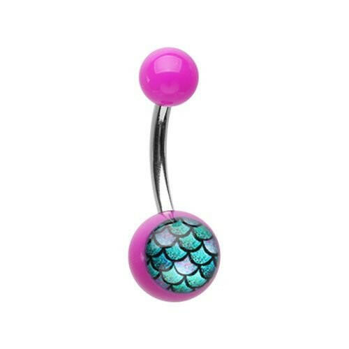 Mermaid Scales Acrylic Logo Belly Button Ring Navel Ring Impulse Piercings