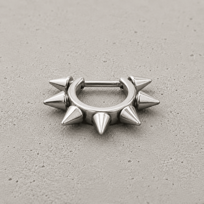 Metal Spike Cartilage Cuff 16G Mirror Finish Steel