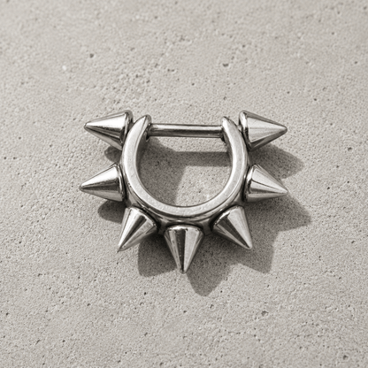 cartilage cuff with spike detailing on a concrete surface