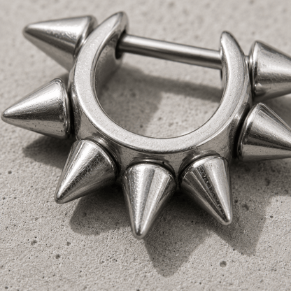 cartilage cuff with spike detailing on a concrete surface